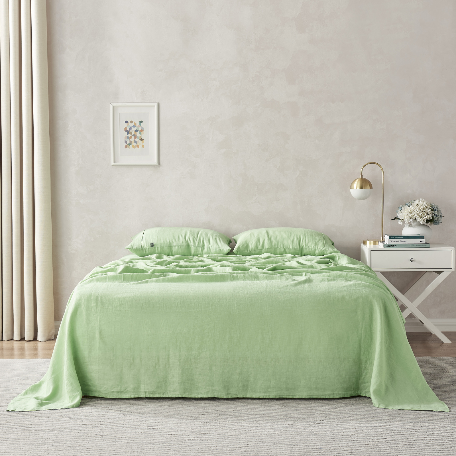 Natural Linen Sheet Set Quilt Cover Set Duvet Doona Single Double Queen King - Picture 47 of 63