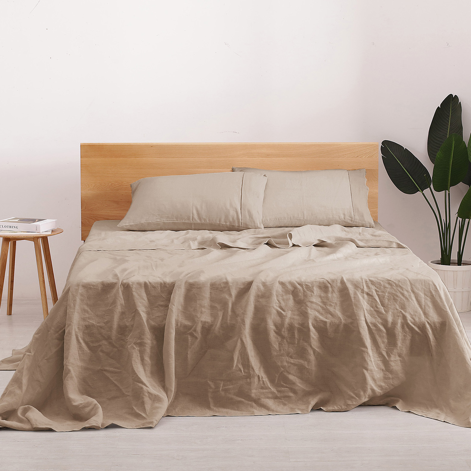 Natural Linen Sheet Set Quilt Cover Set Duvet Doona Single Double Queen King - Picture 18 of 63