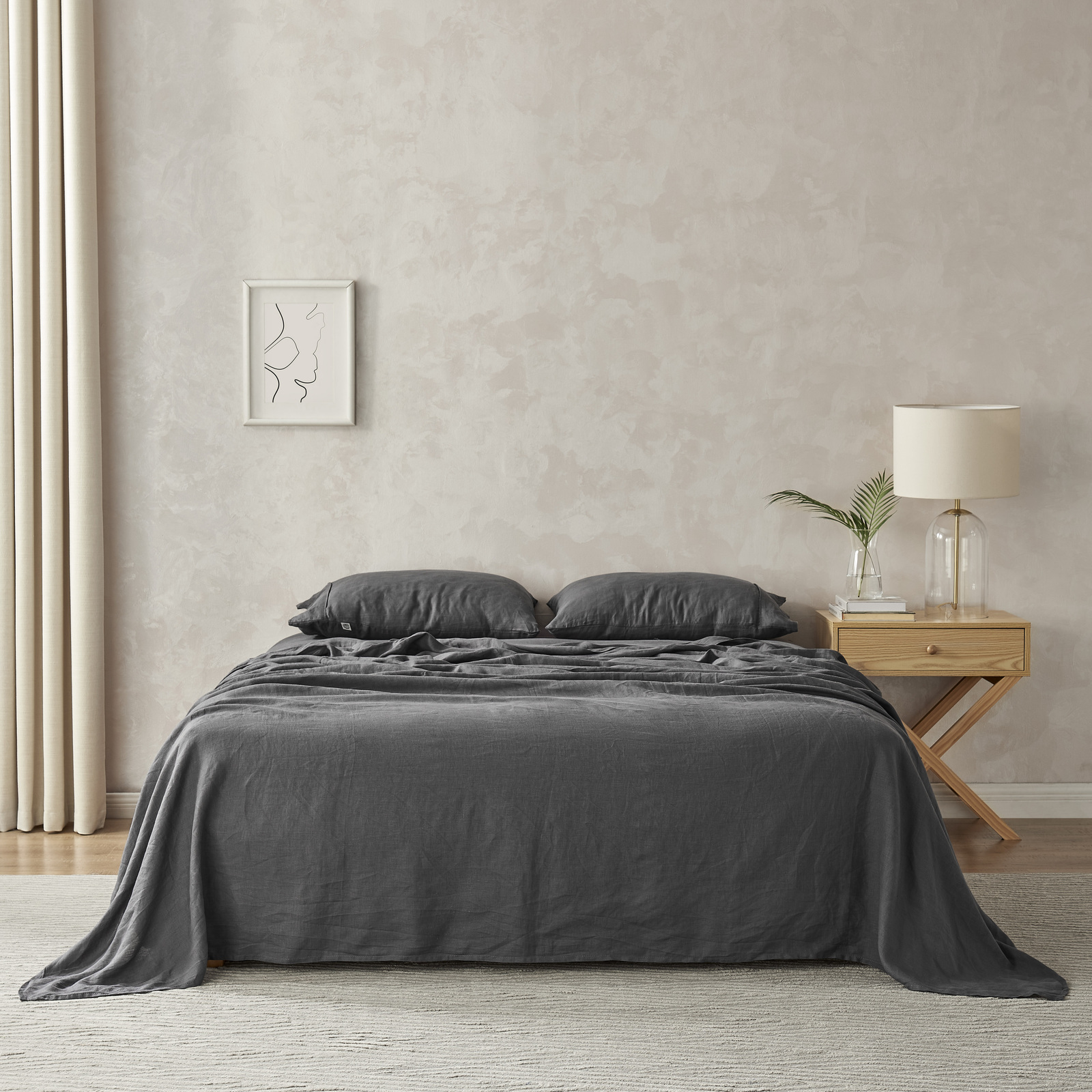 Natural Linen Sheet Set Quilt Cover Set Duvet Doona Single Double Queen King - Picture 6 of 63