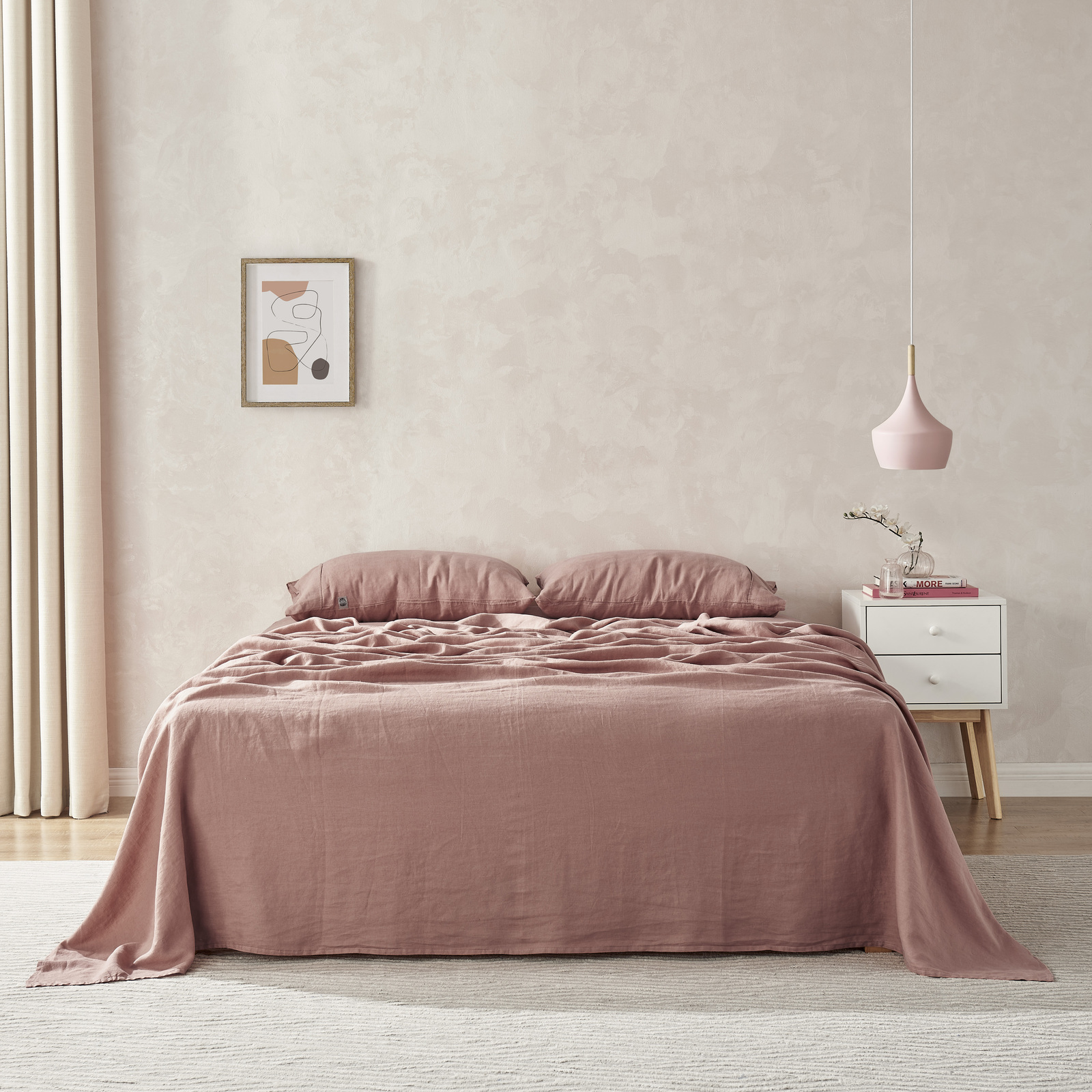 Natural Linen Sheet Set Quilt Cover Set Duvet Doona Single Double Queen King - Picture 39 of 63