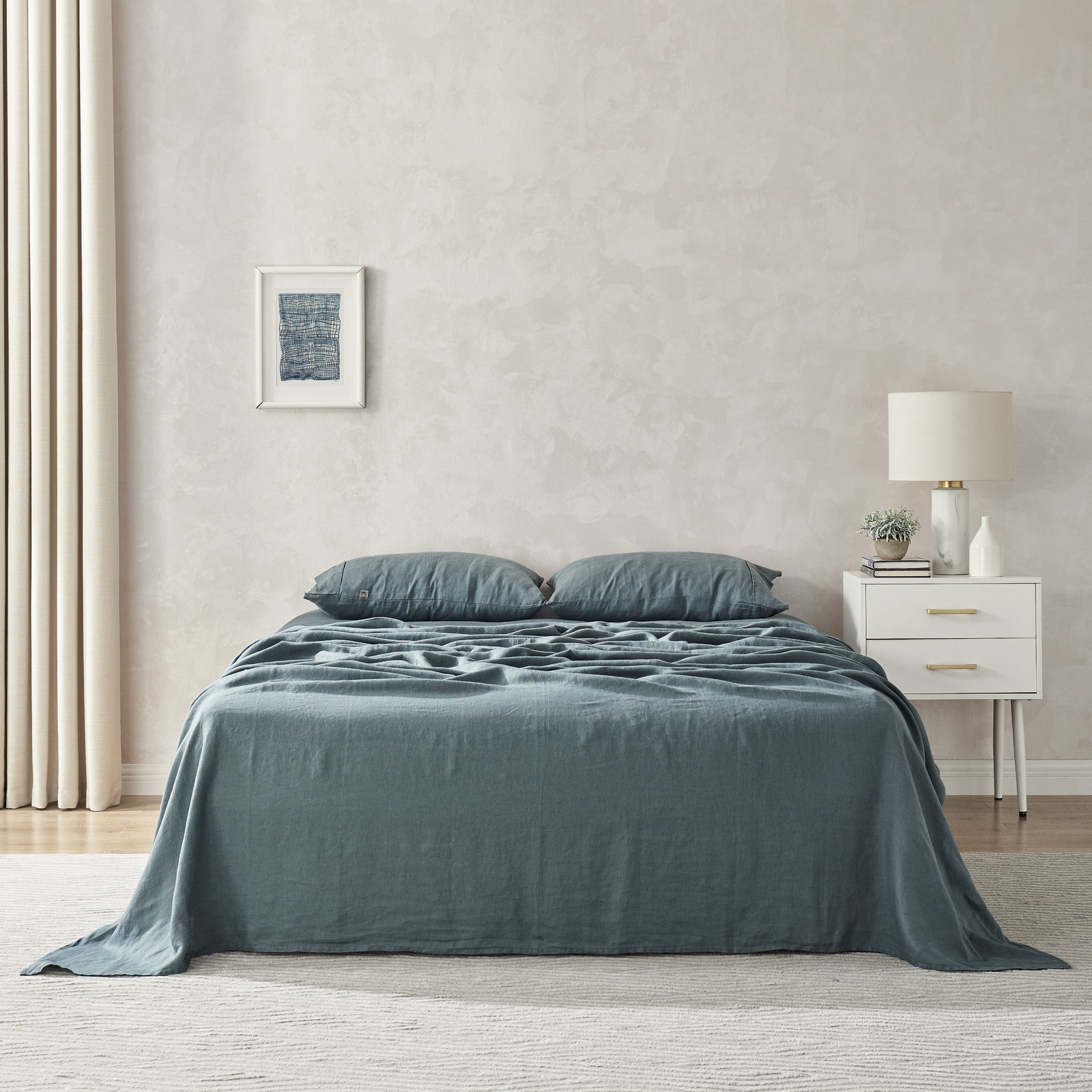 Natural Linen Sheet Set Quilt Cover Set Duvet Doona Single Double Queen King - Picture 51 of 63