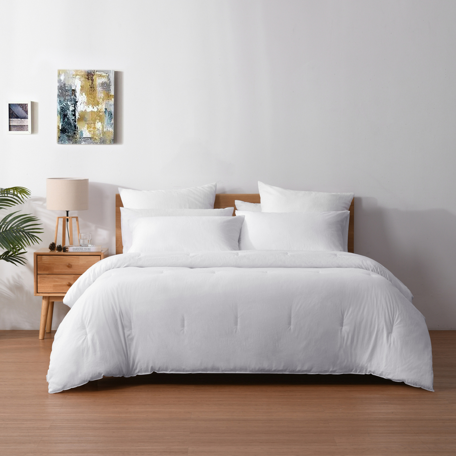 Dreamaker 225TC Cotton Washed Comforter Set White (Queen,King) - Picture 11 of 20