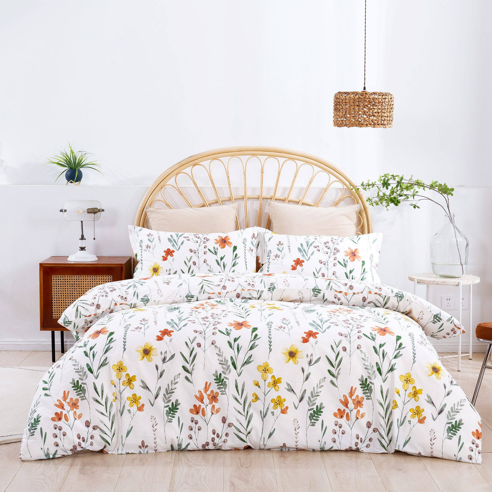 Dreamaker 100% Cotton Sateen Quilt Cover Set Daisy Print Single - Picture 7 of 30