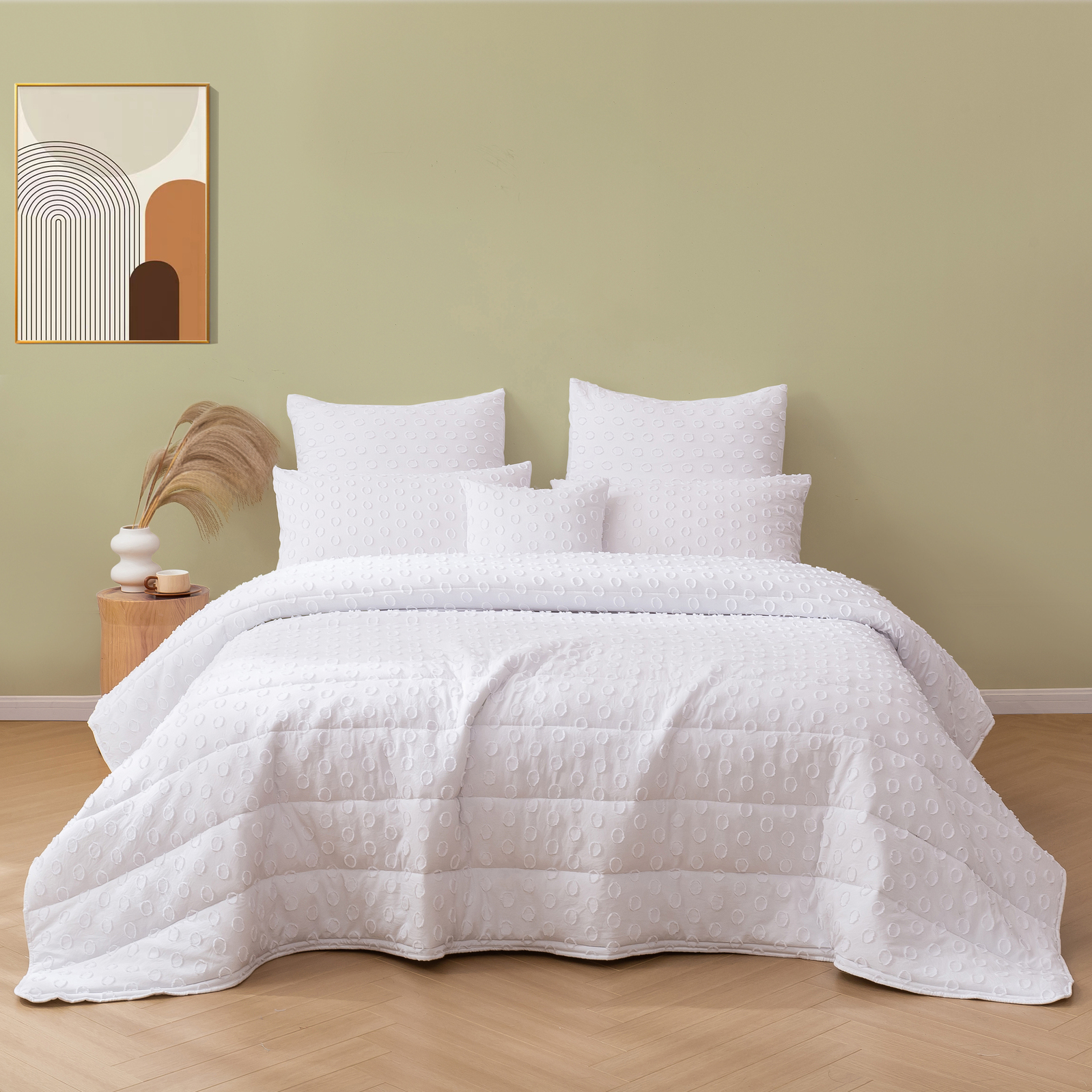 Dreamaker Haven Spot 6 Piece Comforter Set White - Picture 21 of 40