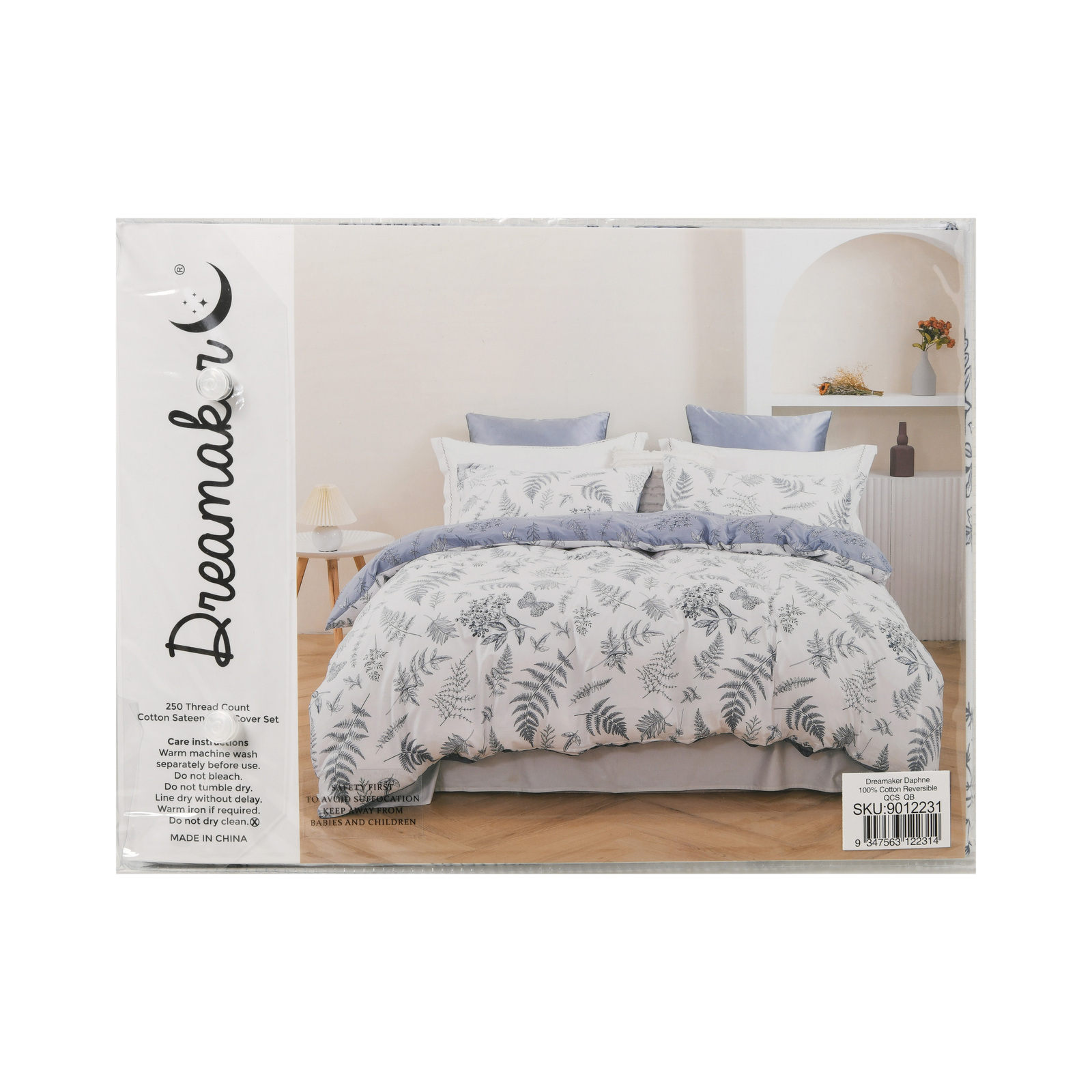 Dreamaker Daphne 100% Cotton Reversible Quilt Cover Set (Single, King Single, - Picture 40 of 50