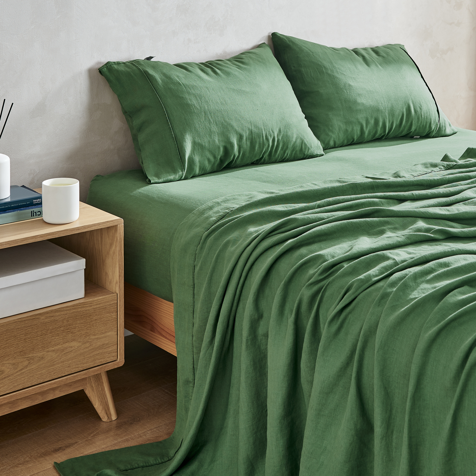 Natural Home Flax Linen Sheet Set Olive - Picture 14 of 20
