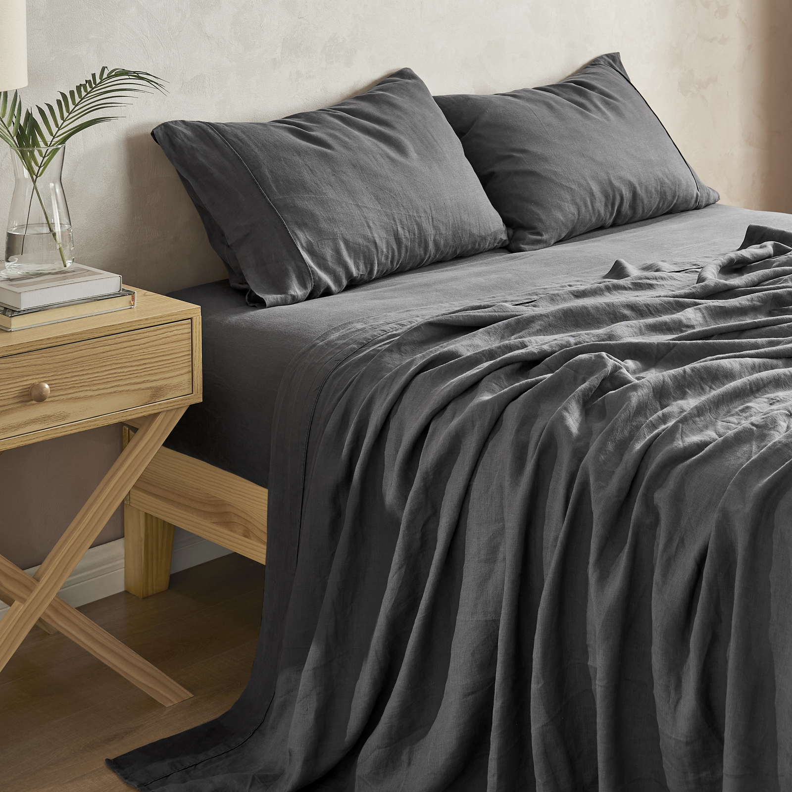Natural Linen Sheet Set Quilt Cover Set Duvet Doona Single Double Queen King - Picture 7 of 63
