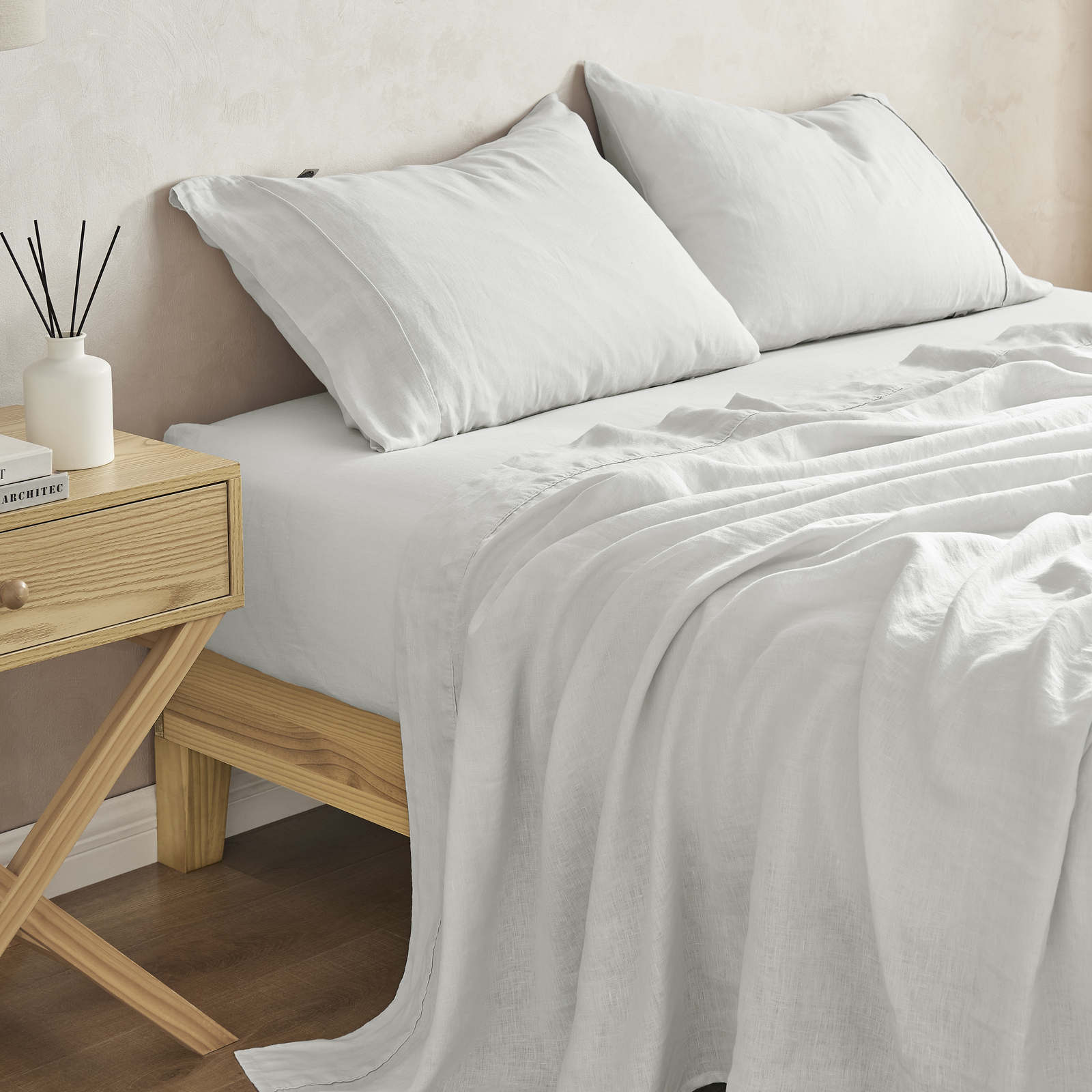 Natural Linen Sheet Set Quilt Cover Set Duvet Doona Single Double Queen King - Picture 15 of 63