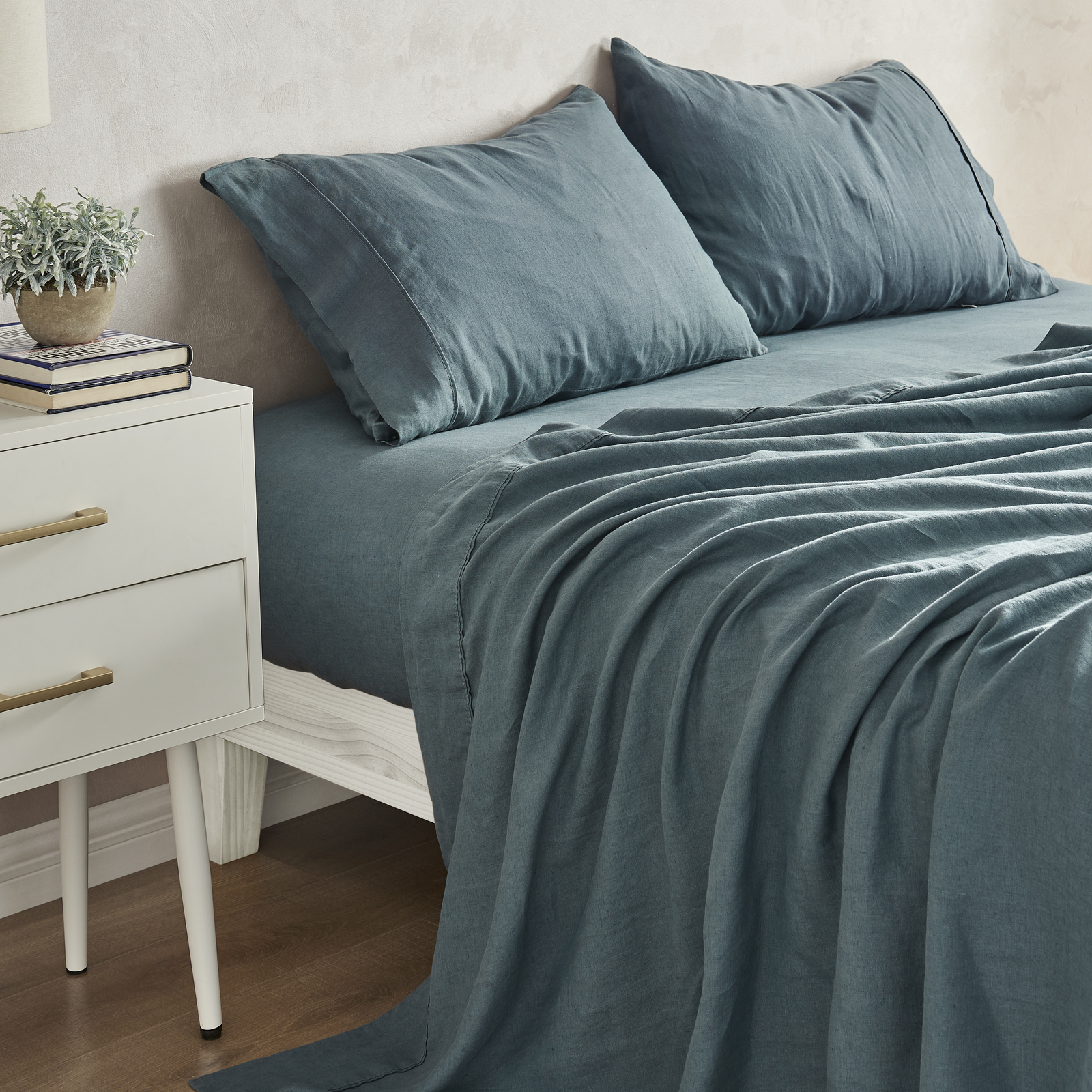 Natural Linen Sheet Set Quilt Cover Set Duvet Doona Single Double Queen King - Picture 52 of 63