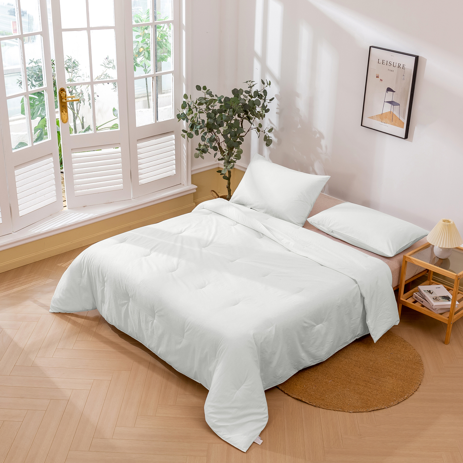 Dreamaker 225TC Cotton Washed Comforter Set White (Queen,King) - Picture 12 of 20