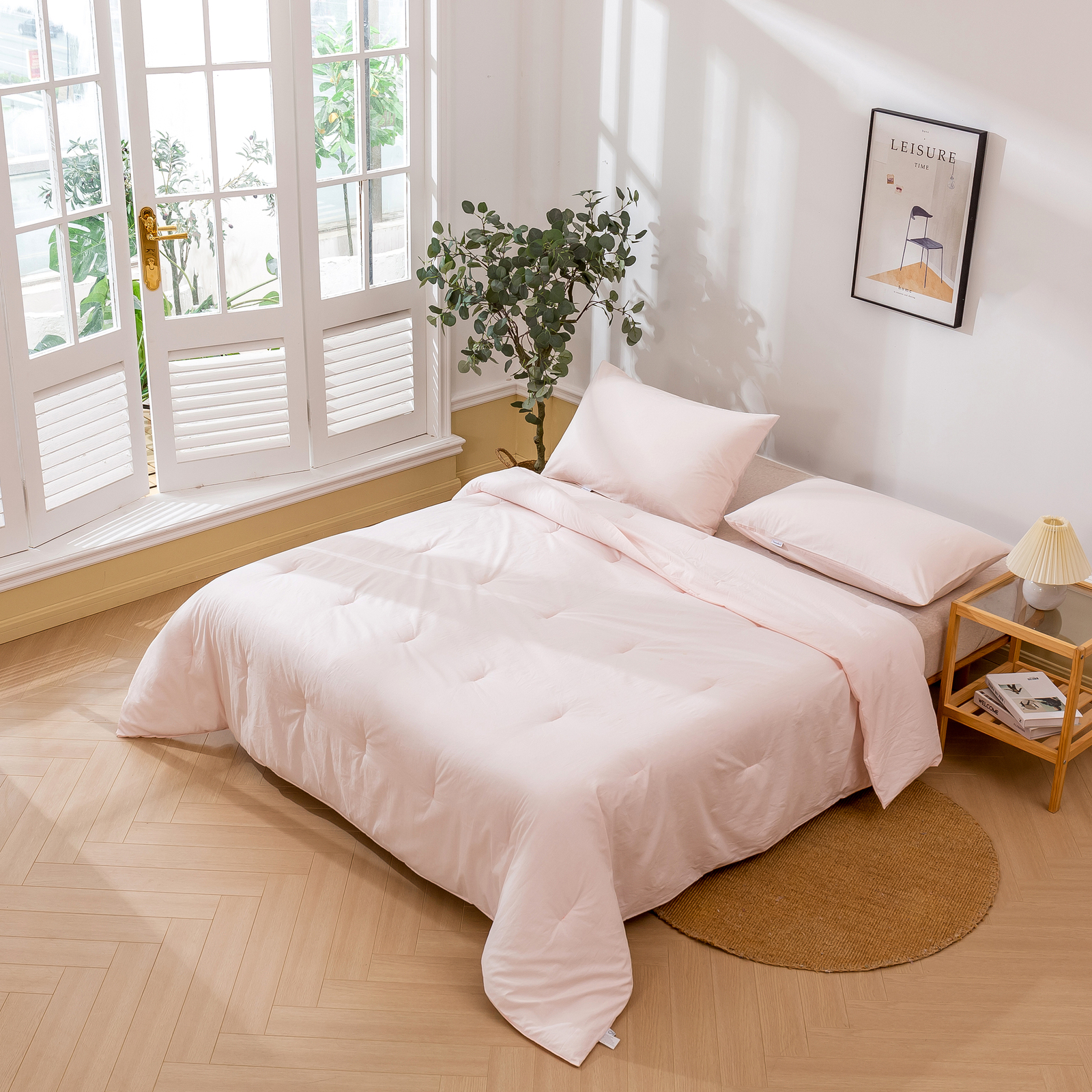 Dreamaker 225TC Cotton Washed Comforter Set Pink (Queen,King) - Picture 12 of 20