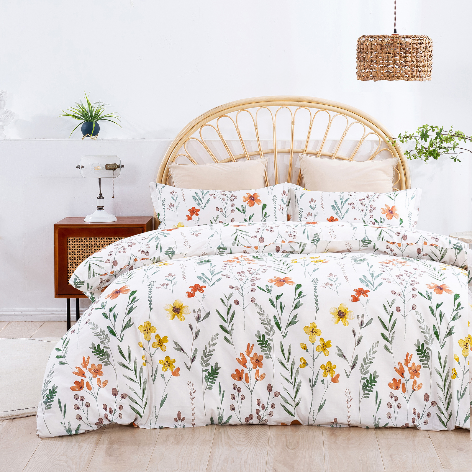 Dreamaker 100% Cotton Sateen Quilt Cover Set Daisy Print Single - Picture 8 of 30