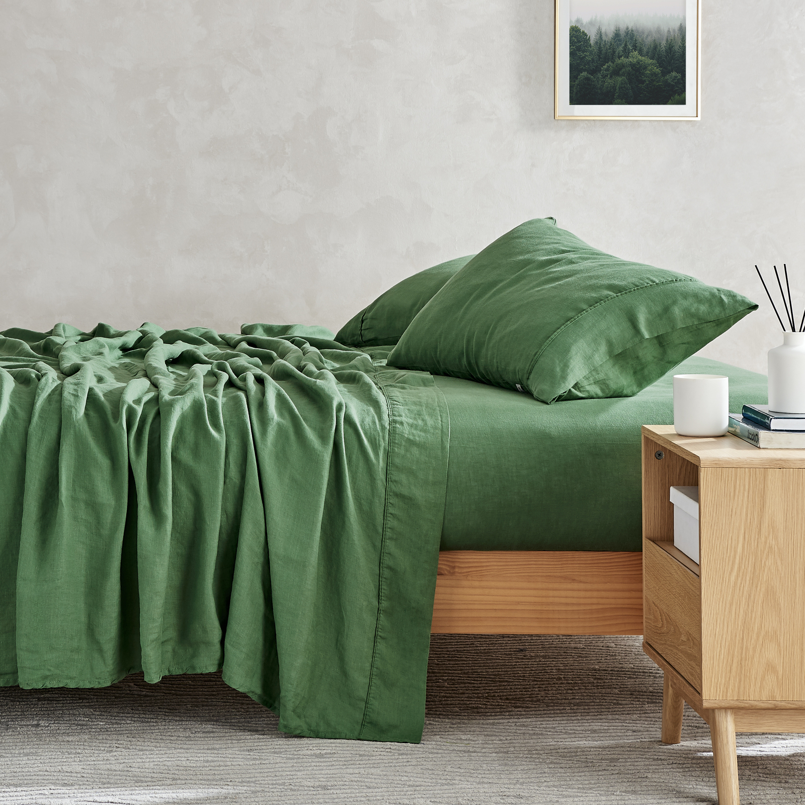 Natural Home Flax Linen Sheet Set Olive - Picture 15 of 20