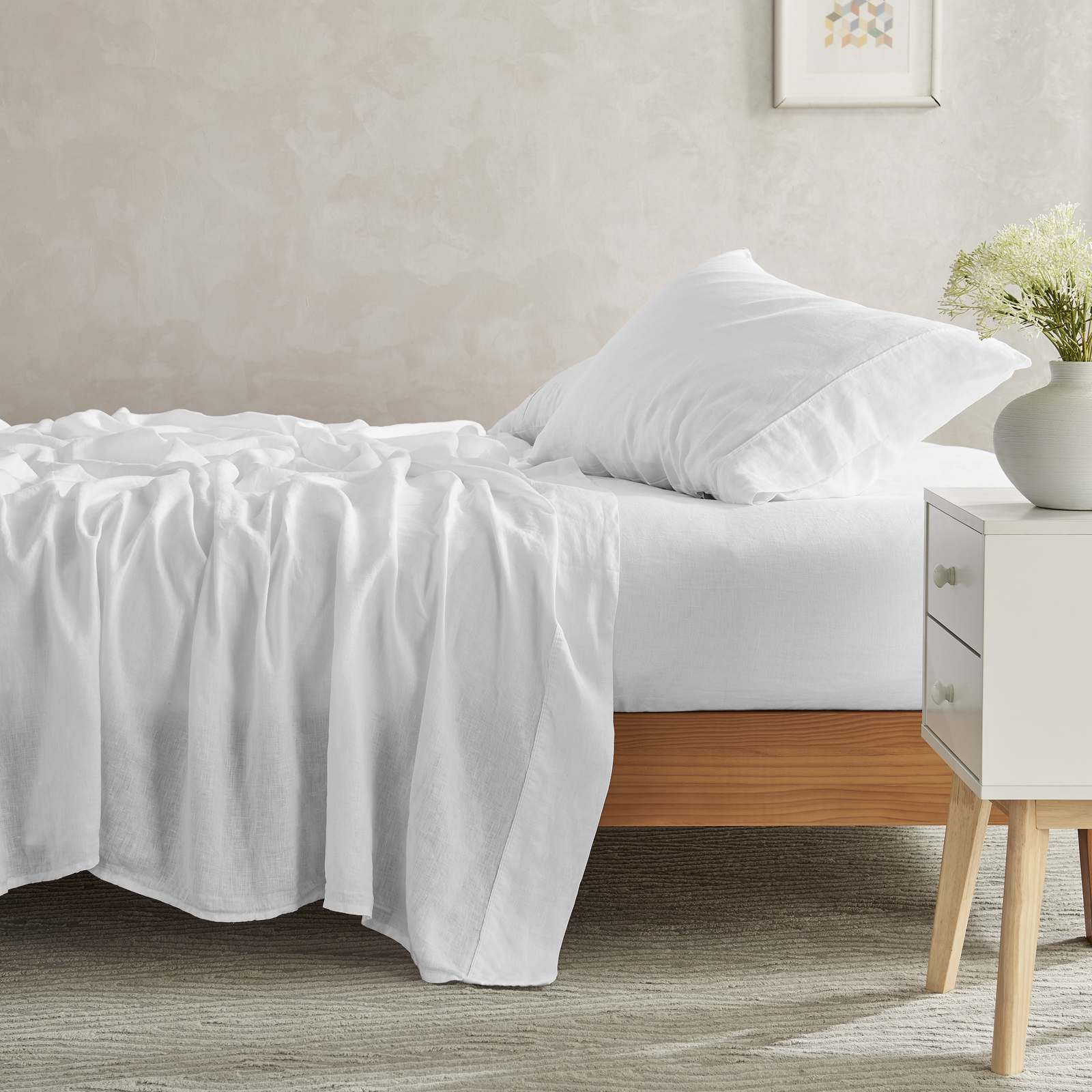 Natural Linen Sheet Set Quilt Cover Set Duvet Doona Single Double Queen King - Picture 57 of 63