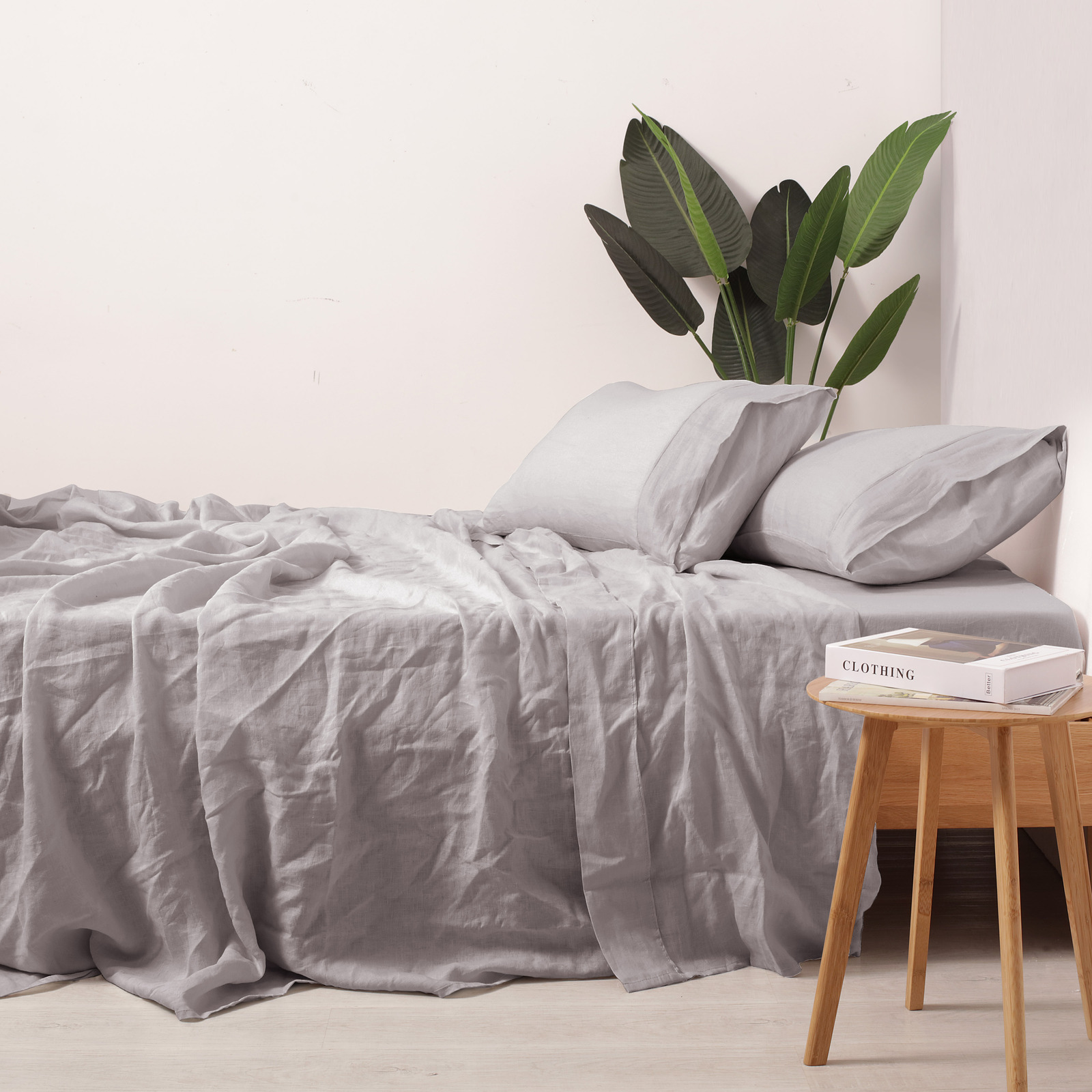 Natural Linen Sheet Set Quilt Cover Set Duvet Doona Single Double Queen King - Picture 28 of 63