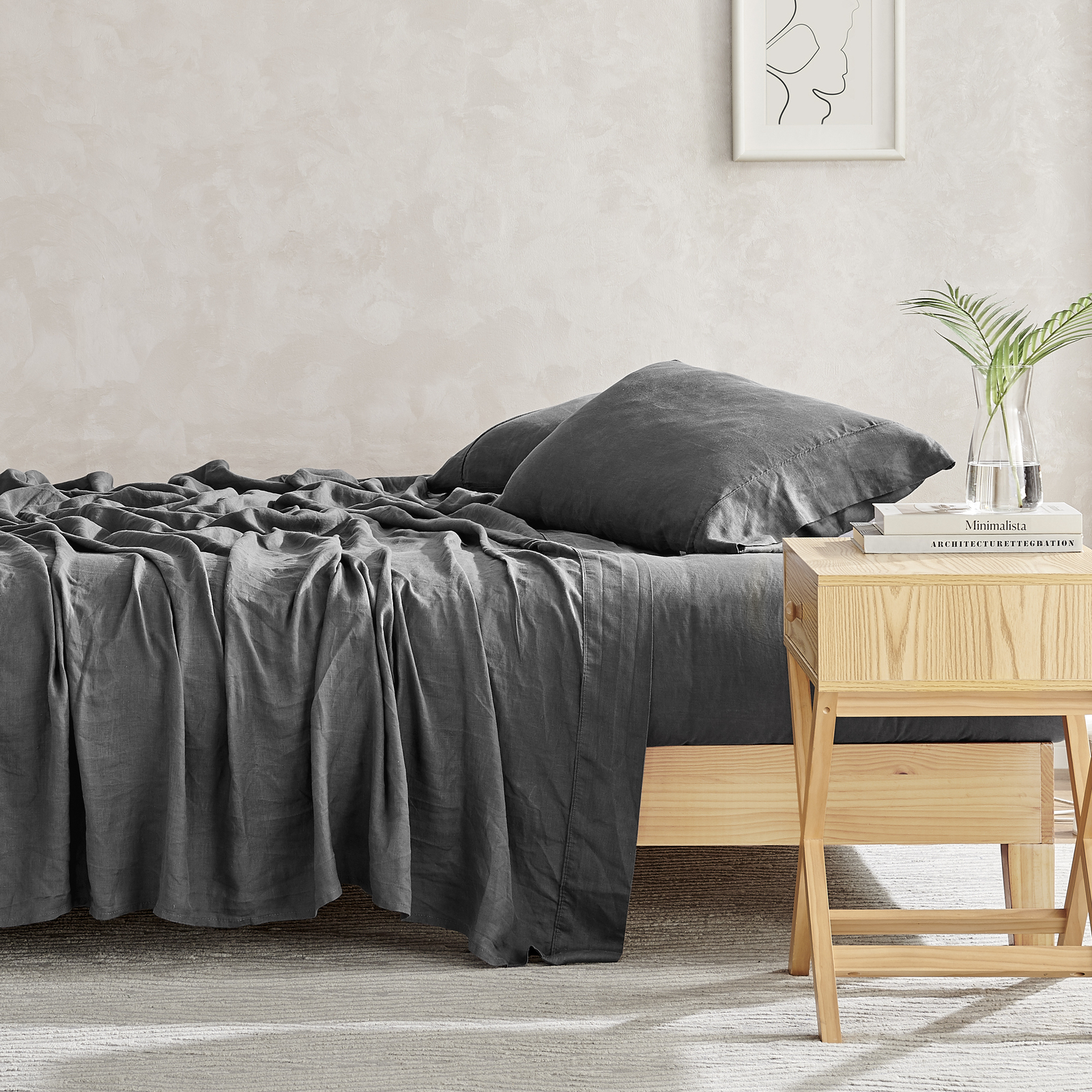 Natural Linen Sheet Set Quilt Cover Set Duvet Doona Single Double Queen King - Picture 8 of 63