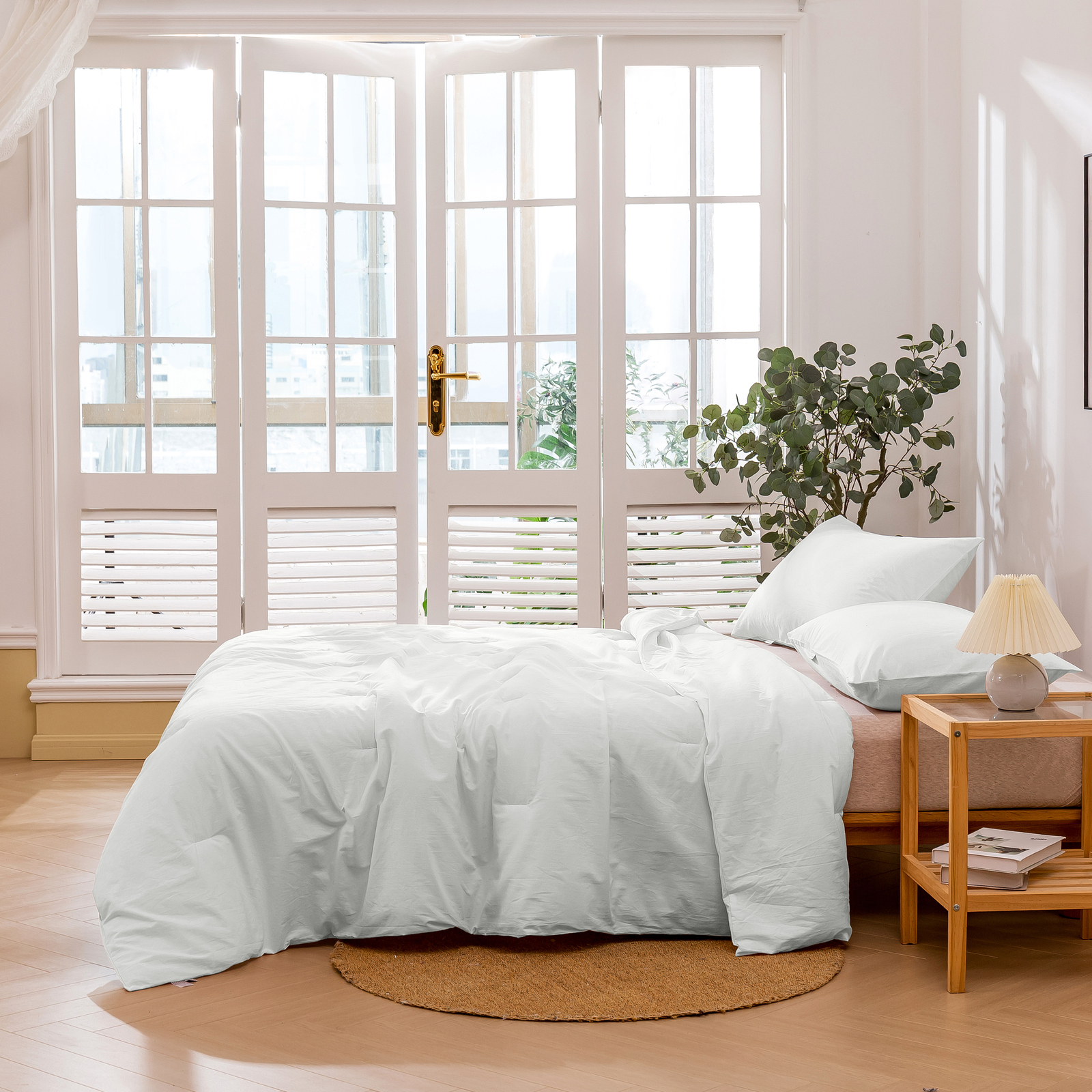 Dreamaker 225TC Cotton Washed Comforter Set White (Queen,King) - Picture 13 of 20