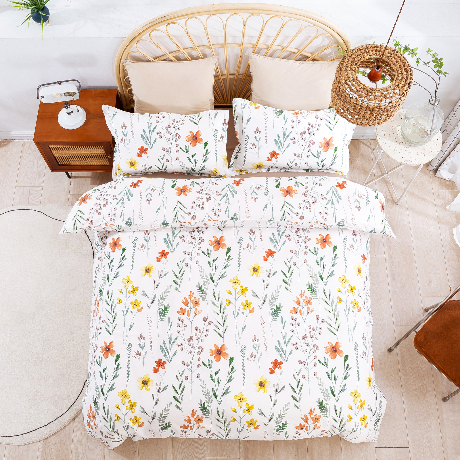 Dreamaker 100% Cotton Sateen Quilt Cover Set Daisy Print Single - Picture 9 of 30