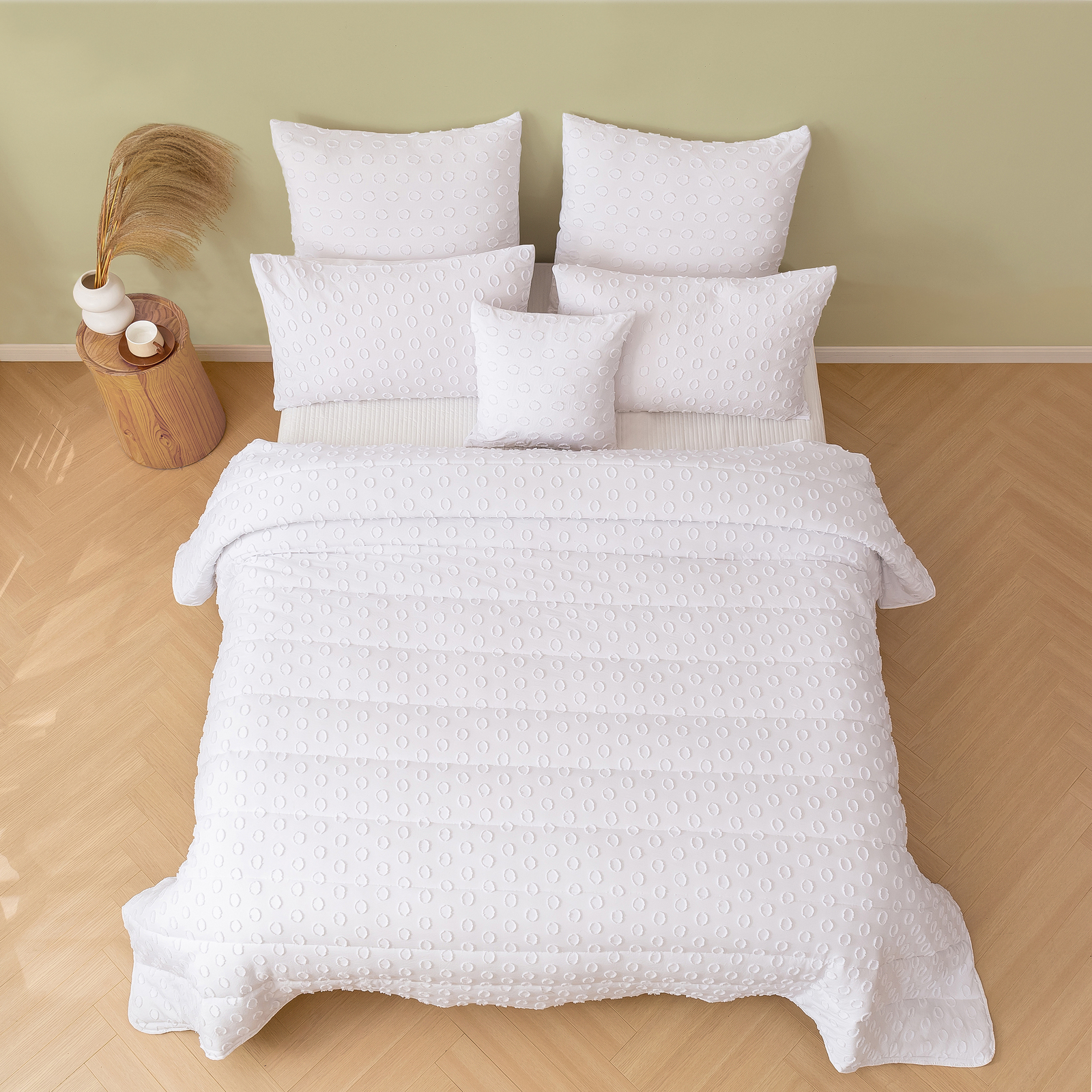 Dreamaker Haven Spot 6 Piece Comforter Set White - Picture 23 of 40