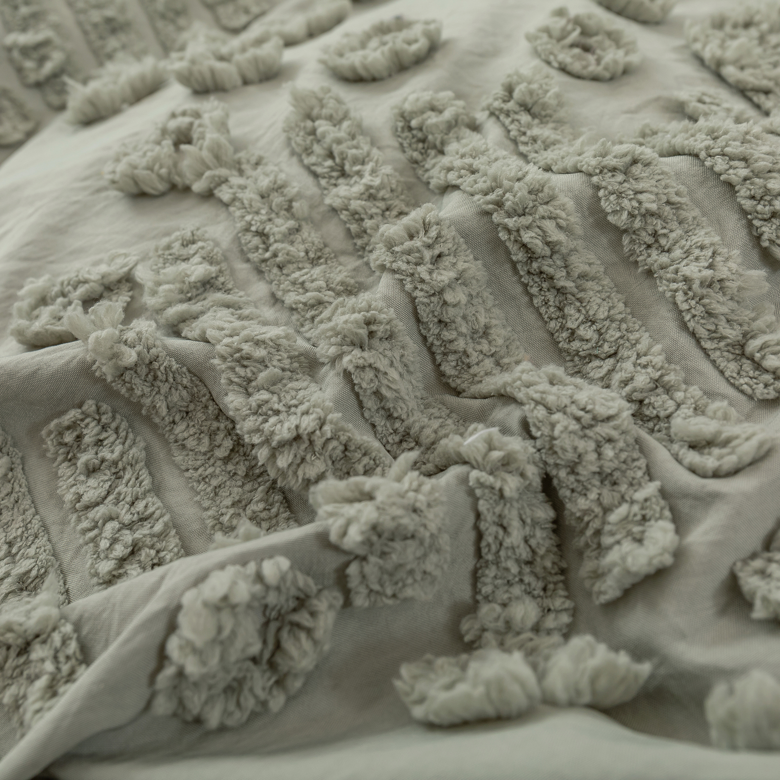 Dreamaker Fletcher Ultrafine Tufted Chenille Quilt Cover Set Sage - Picture 15 of 45
