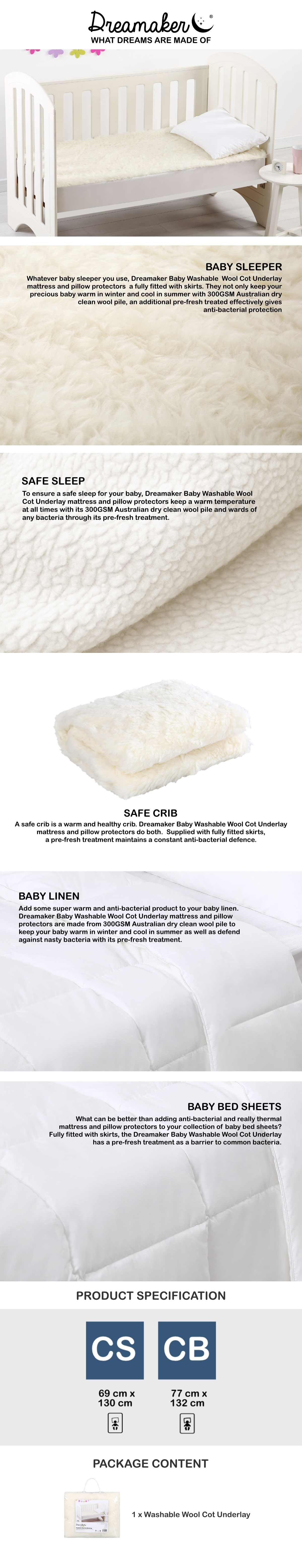 Kid Baby Cot Wool Underlay Standard Washable Mattress Underblanket