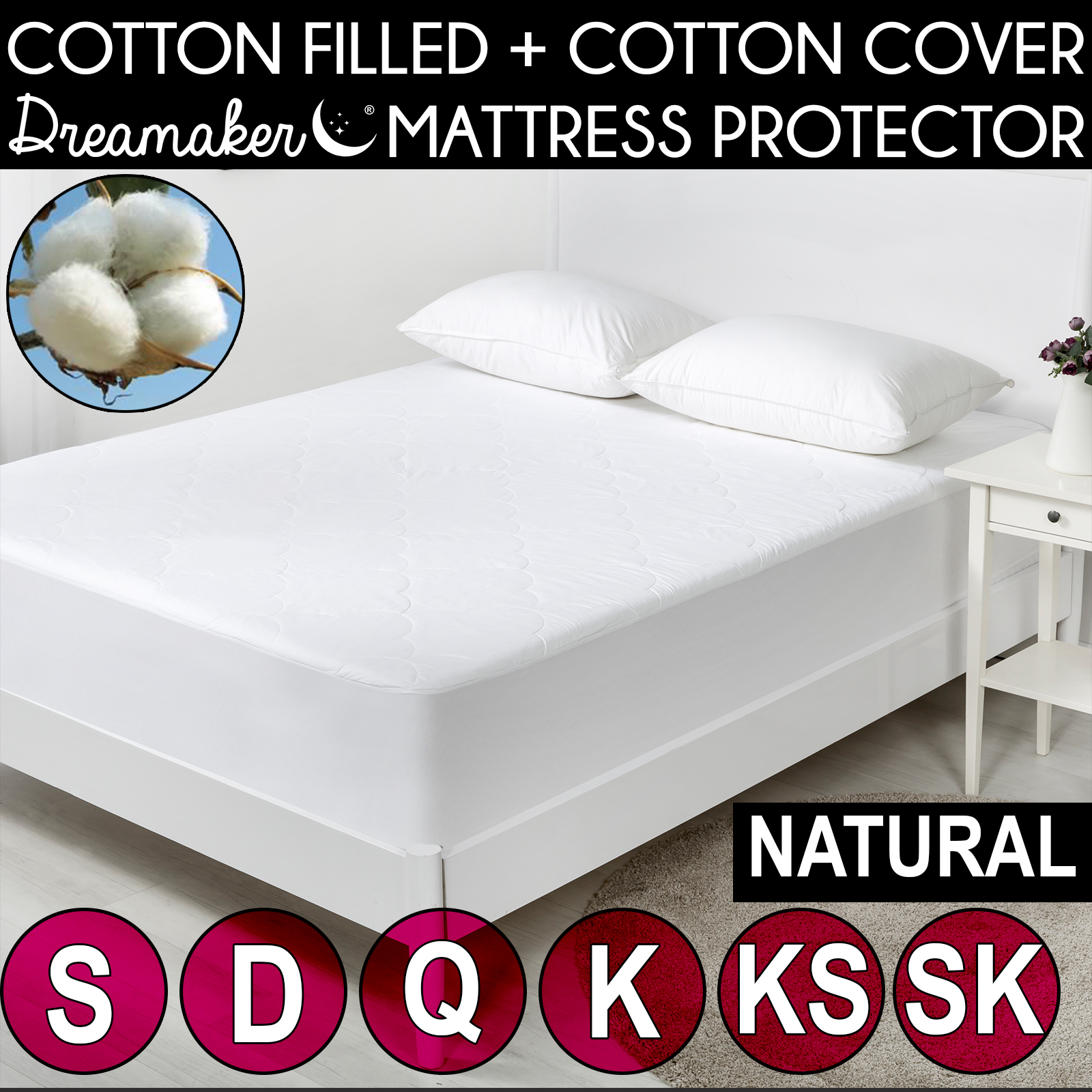 Dreamaker cotton mattress protector